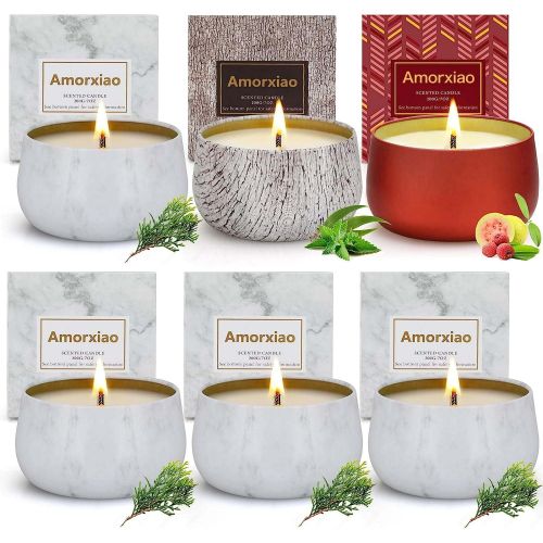 6Packs Scented Candles Gift Set Soy Candle Long Lasting Aromatherapy Candle - Guava & Lychee, Juniper, Eucalyptus Mint, 7 oz 6Packs Scented Candles Gift Set Soy Candle Long Lasting Aromatherapy Candle - Guava & Lychee, Juniper, Eucalyptus Mint, 7 oz