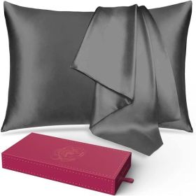 Lacette Silk Pillowcase 1 Pack for Hair and Skin, 100% Mulberry Silk, Double-Sided Silk Pillow Cases with Hidden Zipper (Deep Gray