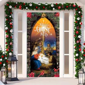 Christmas Curtain Decoration Hanging Cloth Background (Option: 19 Style-90x200cm)