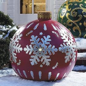Inflatable Decoration Ball Courtyard Balloon Atmosphere With Lights Christmas Decorating Ball (Option: Wine Red Silver Snowflake-60cm)