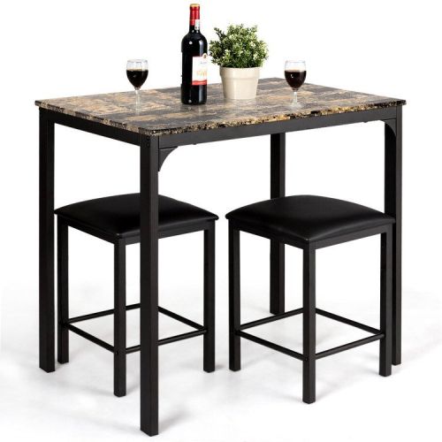 3 Pieces Counter Height Dining Set Faux Marble Table 3 Pieces Counter Height Dining Set Faux Marble Table
