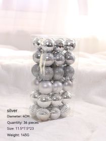 Christmas Ball Decorations Colorful Solid Color Sequined Tree Pendant (Option: Silver 4 CM36)