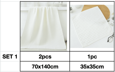Household Bathing Water Absorbent And Quick Drying Unisex Plus Thickened Pure Cotton Bath Towel Wipe (Option: White-Set1)
