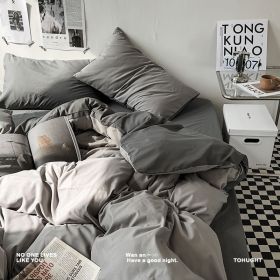 Double-piece Foggy Gray Quilt Cover Four-piece Bedding Sheet Dormitory Bed Three-piece Set (Option: Foggy Gray-200cm)