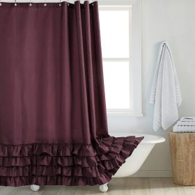 Fashion And Environment-friendly Polyester Fabrics Thickened Shower Curtain (Option: Coffee Big Lace-183CM Wide X183CM High)