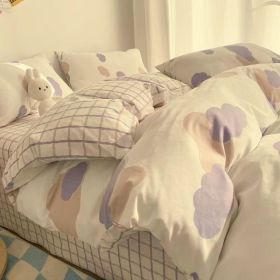 Double-piece Foggy Gray Quilt Cover Four-piece Bedding Sheet Dormitory Bed Three-piece Set (Option: Cloud-180cm)